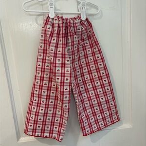 3T gingham cherry tablecloth pants